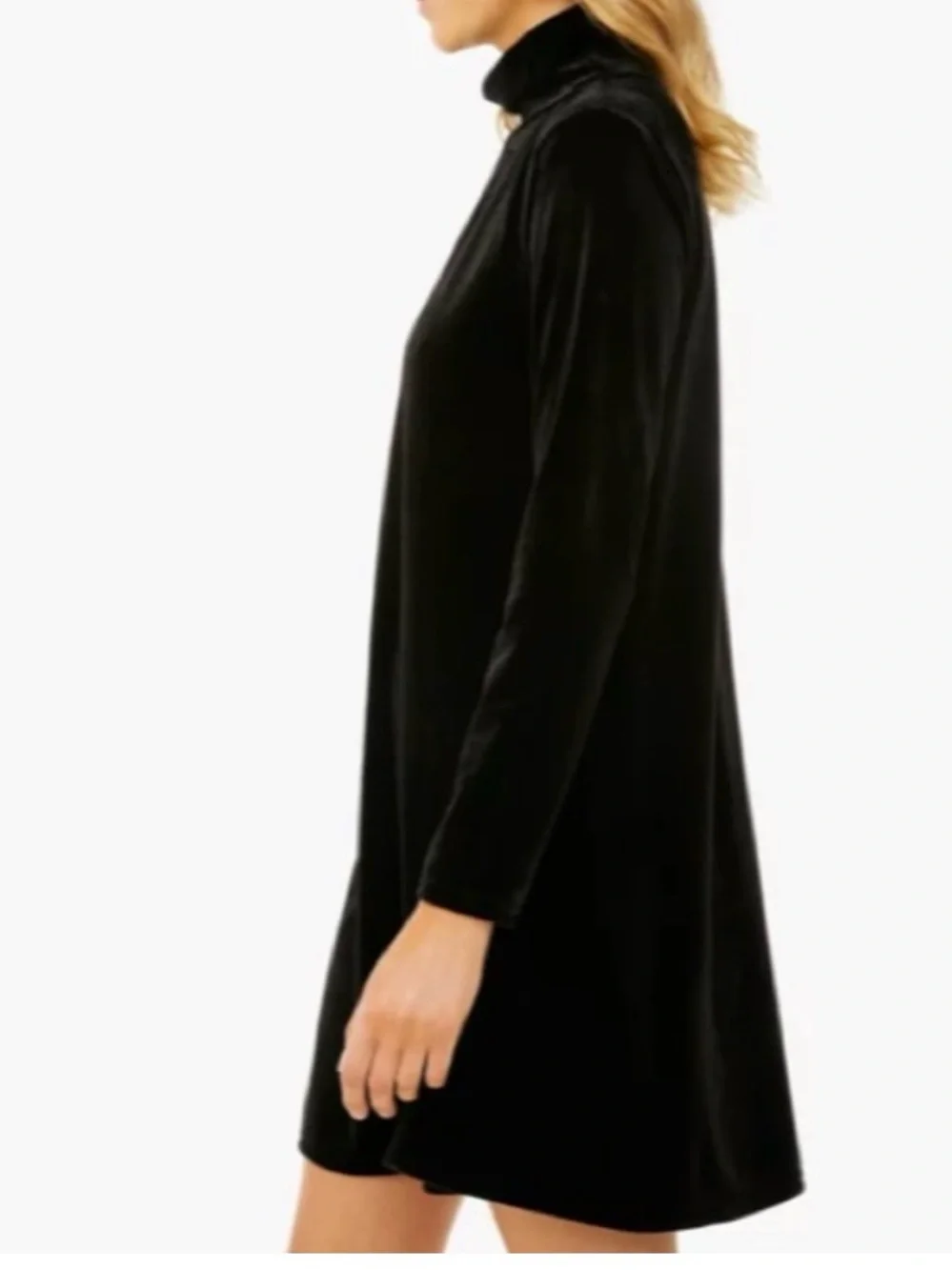 POMANDER PLACE Black Velvet Mock Neck Mottershead Mini Dress Size Medium